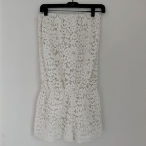 Alexis white lace strapless romper. Size: large